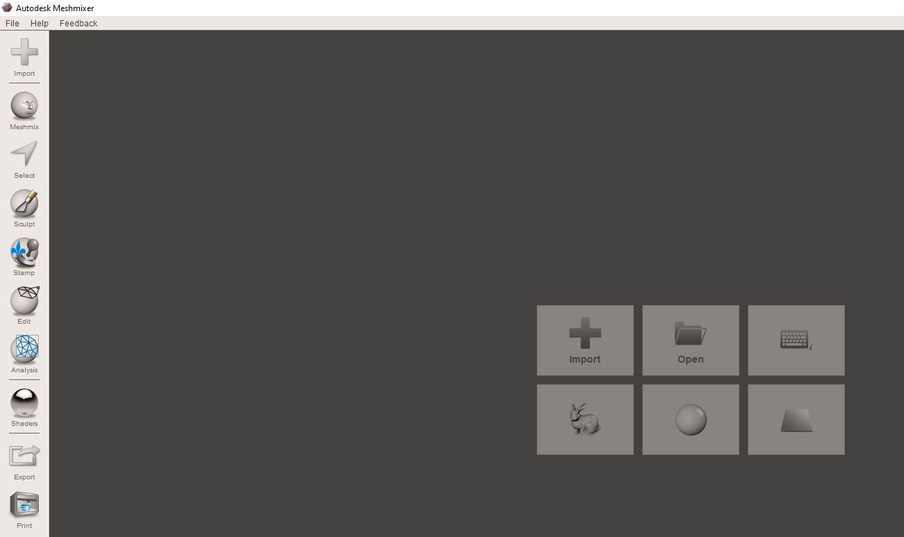 Meshmixer main interface with 3D model loaded in the viewport