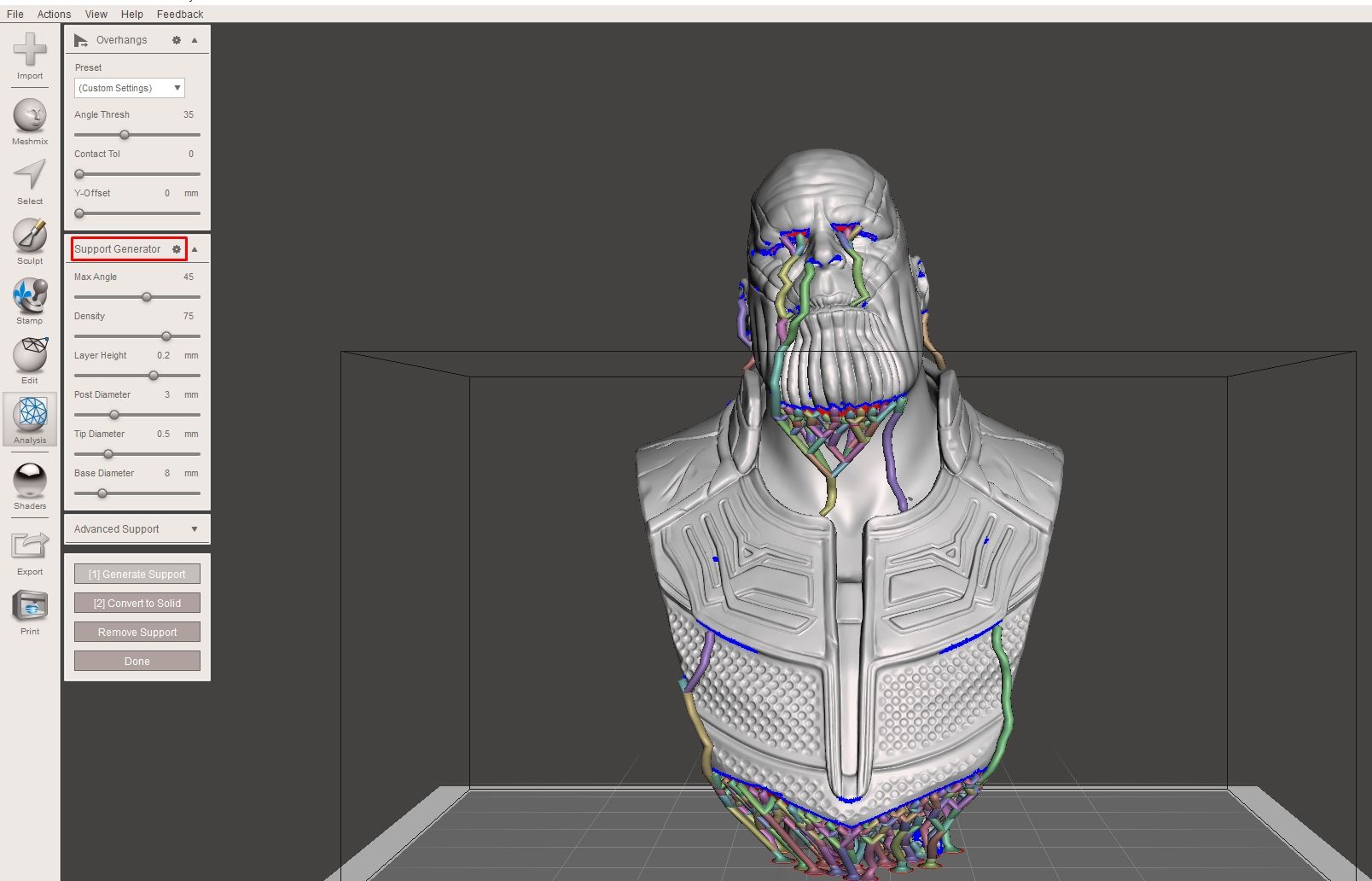 Meshmixer tree support structures for 3D printing